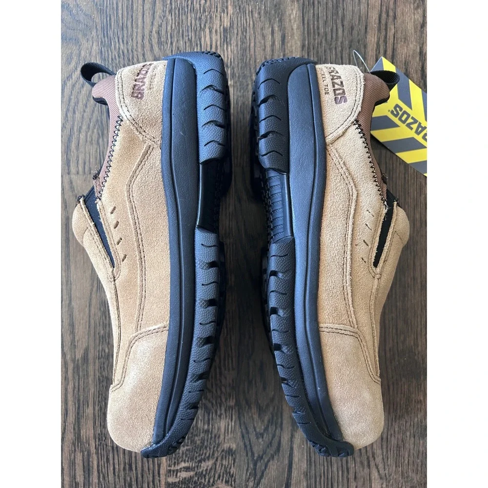 Brazos Summit ST Mens Steel Toe Slip On Work Shoes Tan Suede Size 7.5 170843